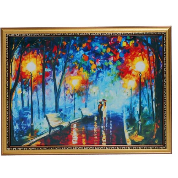 600x600 Couple Walking In Rain Wall Painting 14 Inch X 20 Inch Indian - Couple Walking In Rain Painting