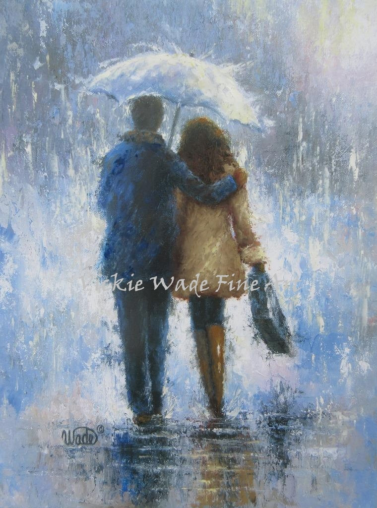 Couple Walking In The Rain Painting At Paintingvalley Com