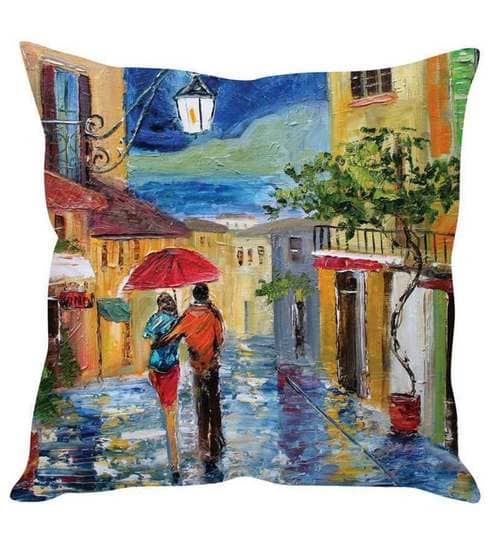 494x544 Stybuzz Couple Walking In Rain Painting Art Cushion Cover By - Couple Walking In The Rain Painting