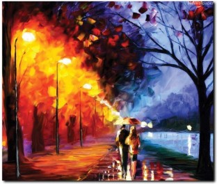 312x264 Stybuzz Girl With Horses Painting Canvas Art - Couple Walking In The Rain Painting