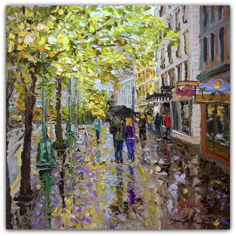 768x768 Texture Amp Color Cole Gallery ~ An Artist's Point Of View - Couple Walking In The Rain Painting