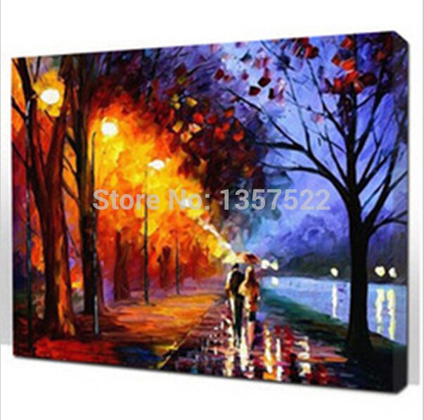603x597 The Best Pictures Oil Painting Acrylic Paint By Numbers Decoration - Couple Walking In The Rain Painting