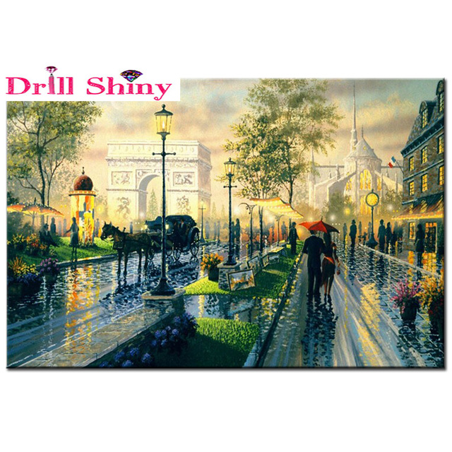 640x640 City Couple Walking In The Rain Scenic 5d Diamond Painting Cross - Couple Walking In The Rain Painting