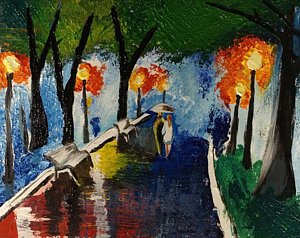 300x238 Couple Walking In The Rain Paintings Fine Art America - Couple Walking In The Rain Painting