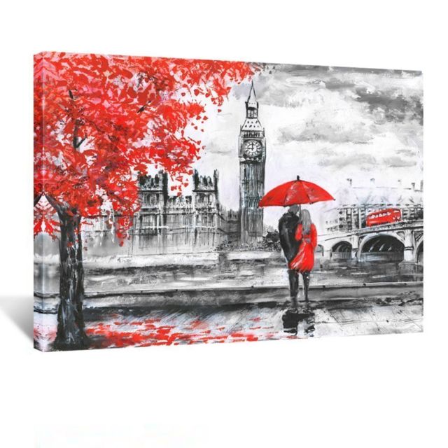 640x640 Kreative Arts - Couple With Red Umbrella Painting
