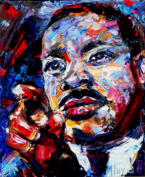 504x614 Debra Hurd Original Paintings And Jazz Art Dr. Martin Luther King - Courage Painting