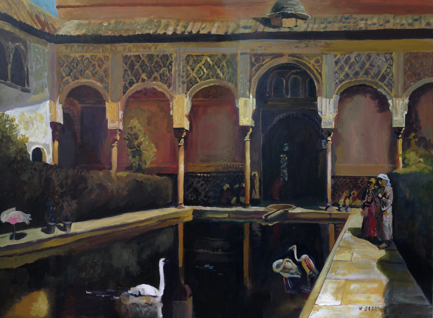1400x1027 The Court Of The Alhambra Painting On Behance - Court Painting