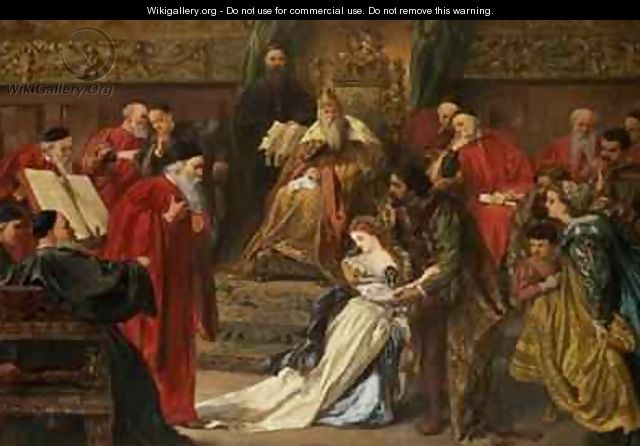 640x446 Cordelia In The Court Of King Lear - Court Painting