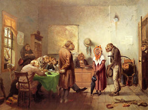 300x223 Divorce Monkey Court Painting By William Holbrook Beard Canvas - Court Painting