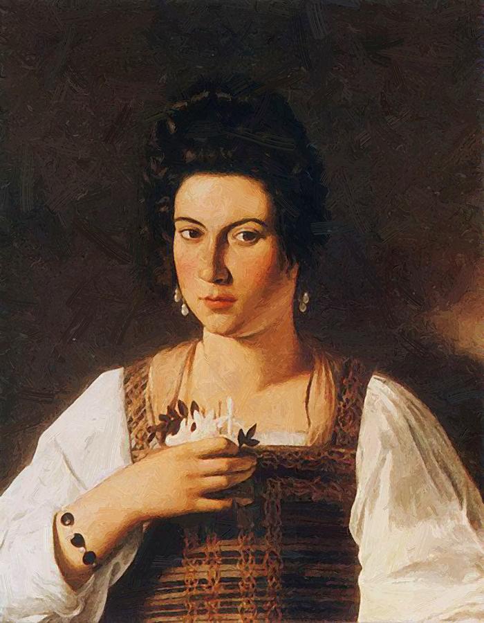700x900 Portrait Of A Courtesan Painting By Caravaggio - Courtesan Painting