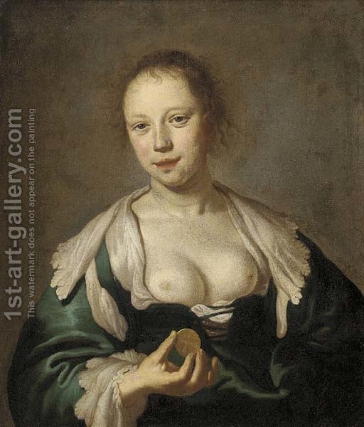 512x600 The Sense Of Touch A Courtesan Holding A Coin (After) Jacob - Courtesan Painting
