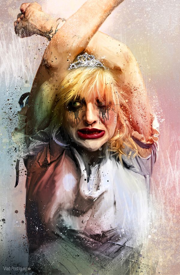 600x913 Outstanding Pop Culture Portraits By Vlad Rodriguez - Courtney Love Painting