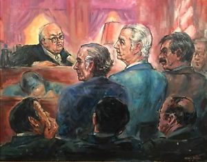 300x235 Freda L. Reiter American Courtroom Artist Spiro Agnew Oil Painting - Courtroom Painting