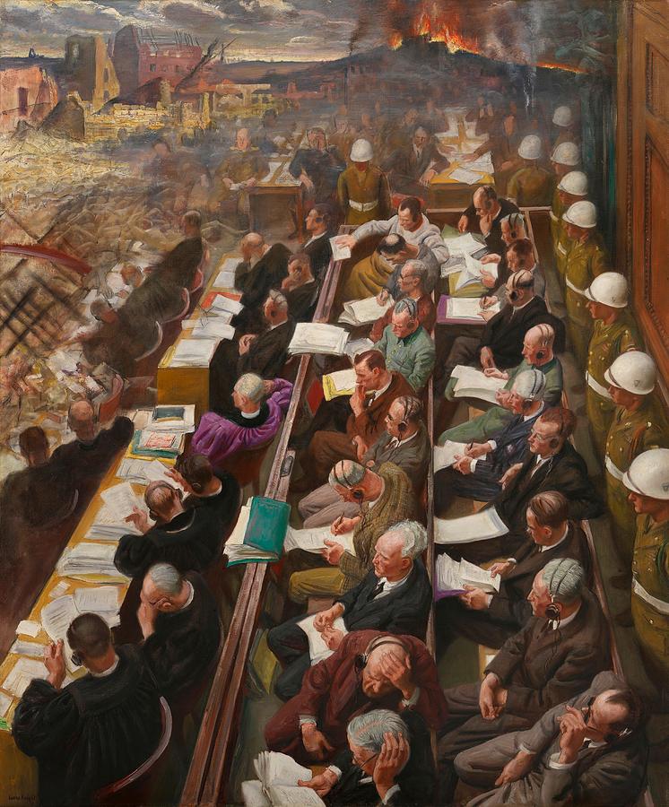 746x900 The Nuremberg Trial Painting By Mountain Dreams - Courtroom Painting
