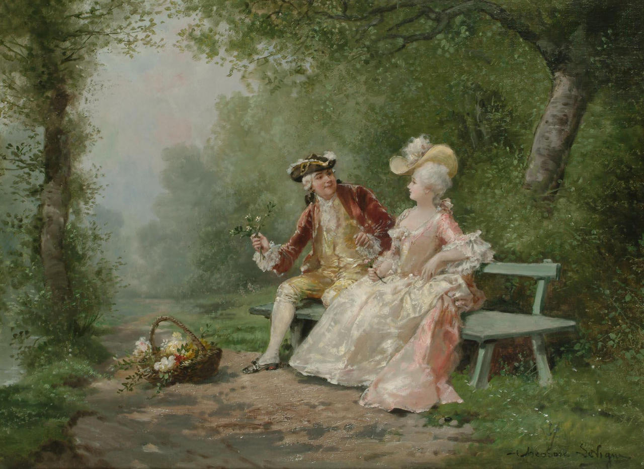 1280x933 Melody Amp Mist The Courtship, By ~ Theodore Levigne ~ 1848 - Courtship Painting