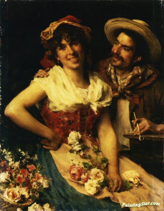 560x720 The Courtship Of Giovane Fioraia Artwork By Federico Andreotti Oil - Courtship Painting