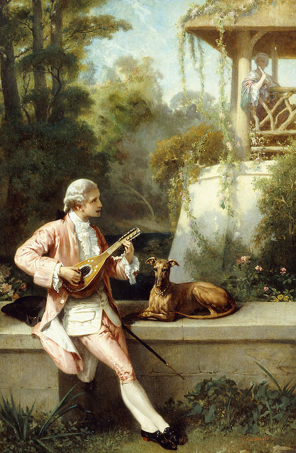 588x900 The Courtship Painting By Felix Henri Giacomotti - Courtship Painting