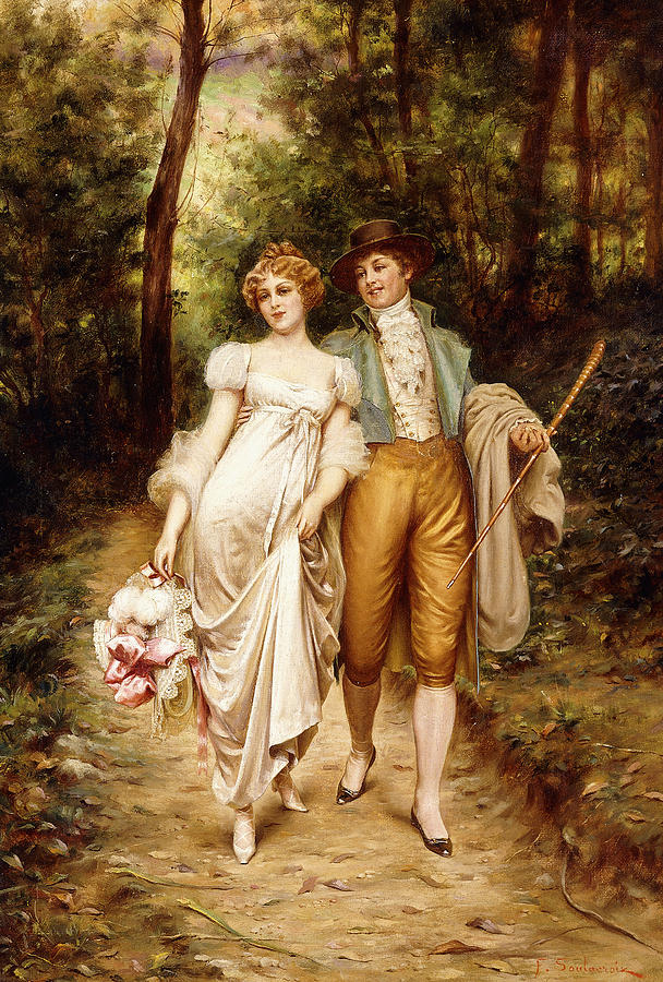 608x900 Courtship Painting By Joseph Frederic Charles Soulacroix - Courtship Painting