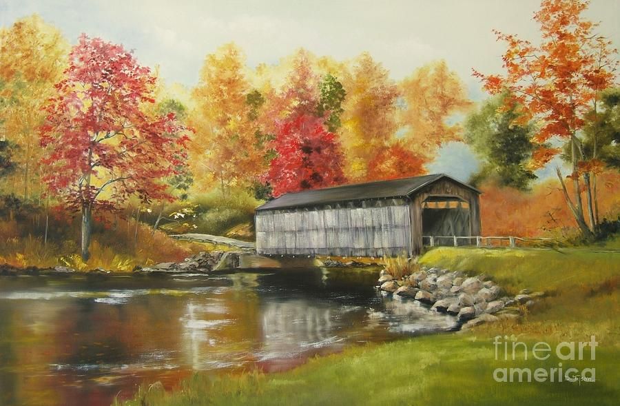 Covered Bridge Painting at PaintingValley.com | Explore collection of ...