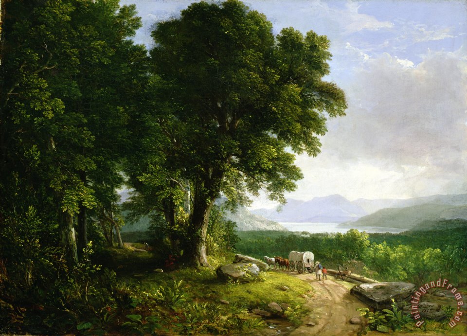 960x691 Asher Brown Durand Landscape With Covered Wagon Painting - Covered Wagon Painting