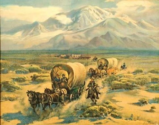 560x438 Fred Grayson Sayre (1879 1939) American Gallery - Covered Wagon Painting