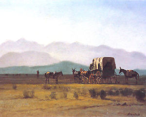 300x239 Surveyor's Covered Wagon Rocky Mountain Pioneer Painting Real - Covered Wagon Painting