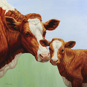 300x300 Cow Calf Paintings Fine Art America - Cow And Calf Painting