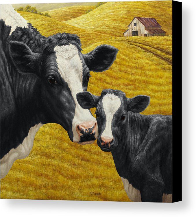 678x750 Holstein Cow And Calf Farm Canvas Print Canvas Art By Crista - Cow And Calf Painting