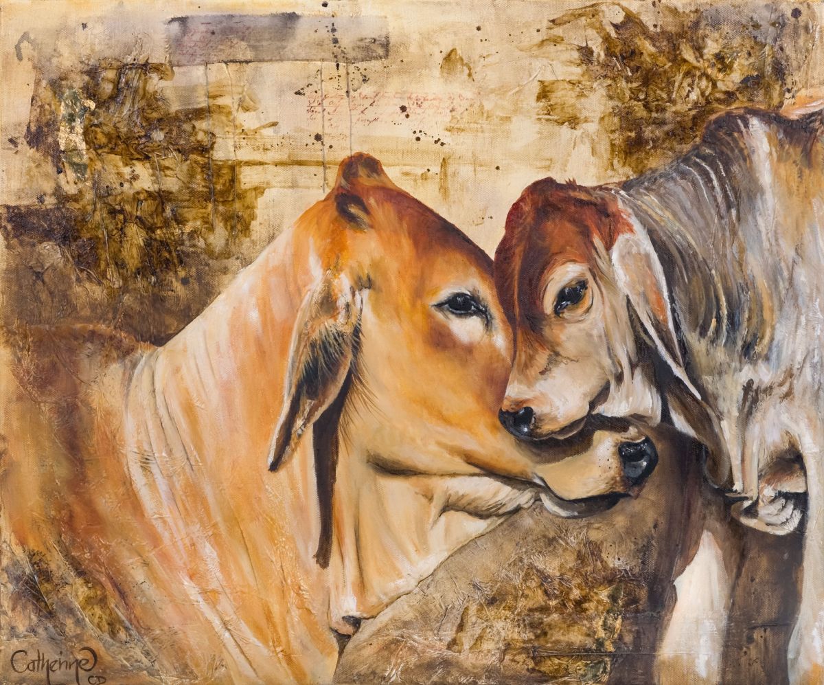1200x997 A Quiet Moment Fine Art Reproduction Catherine Clark Dowden - Cow And Calf Painting