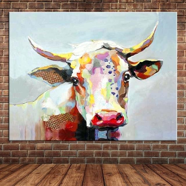 640x640 Cow Canvas Wall Art Hand Painted Oil Painting Cow Large Canvas - Cow Artwork Painting