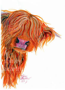 218x300 Highland Cow Prints Wall Art Decor Of Original Painting - Cow Artwork Painting