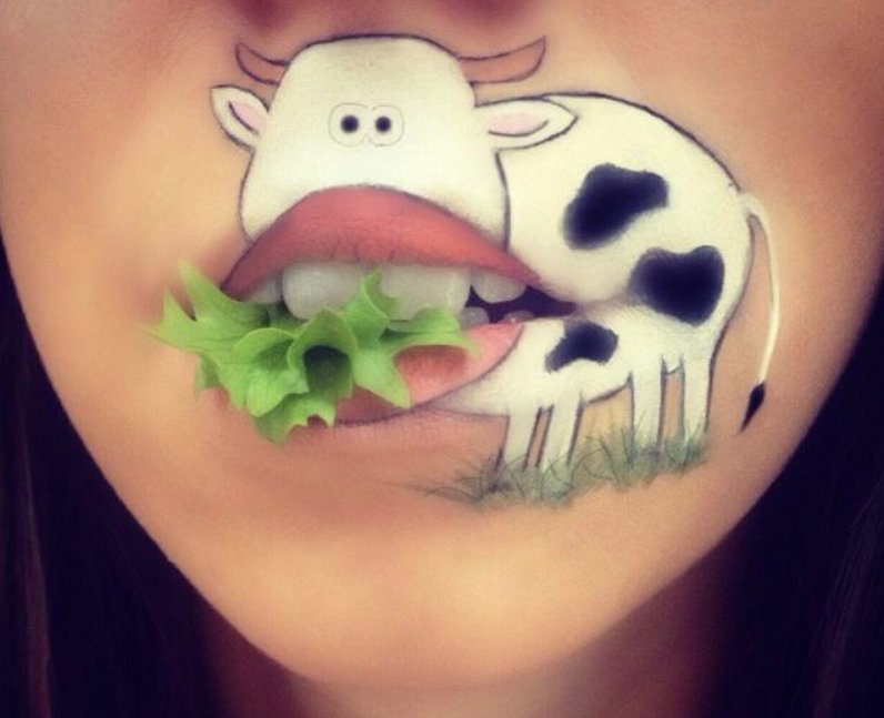 796x647 It's Dinner Time For This One Hungry Cow. - Cow Face Painting