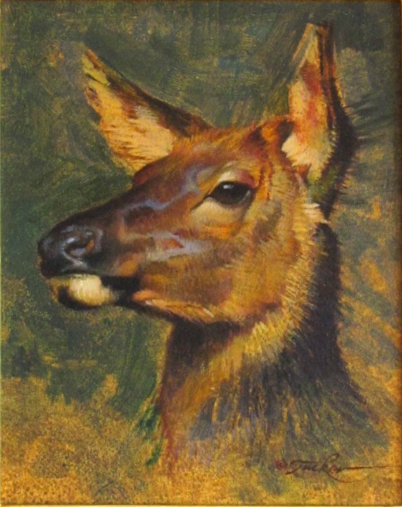572x720 Ezra Tucker Painting Elk Cow Head Portrait Acrylic On Panel - Cow Head Painting
