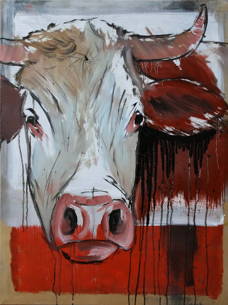 770x1027 Saatchi Art Cow Head Painting By Barbara Miani - Cow Head Painting