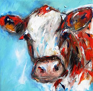 300x292 Steer Head Paintings Fine Art America - Cow Head Painting
