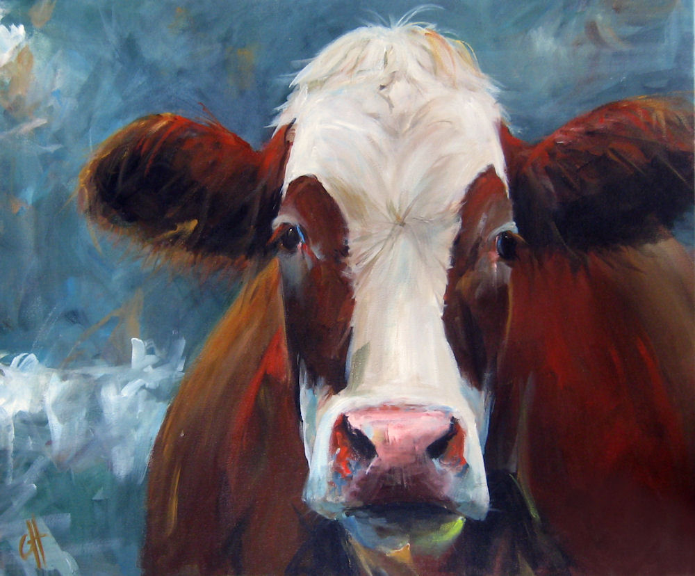 1000x828 Cow Paintings Cari Humphry - Cow Head Painting