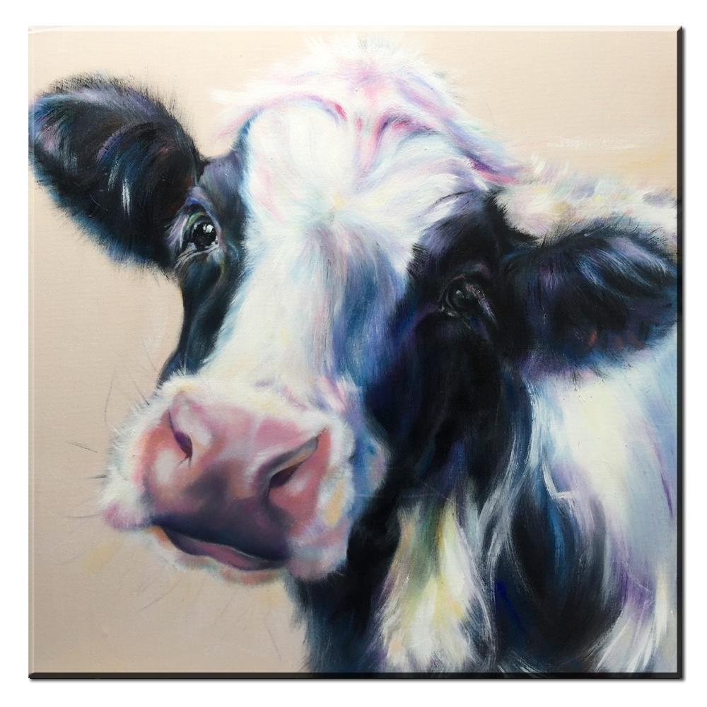 1000x1000 Cow Oil Painting On Canvas Rustic Farmhouse Decor The Sparkle Pear - Cow Oil Painting