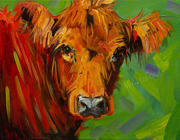 576x448 Daily Painters Abstract Gallery Cow Art Oil Painting Linen Diane - Cow Oil Painting