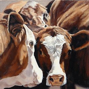 298x300 Denise Rich Oil Paintings Of Cows Animals Farm Animals - Cow Oil Painting