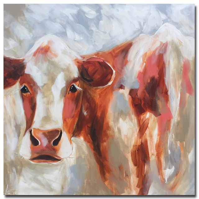 640x640 Home Decor Printed Paintings Abstract Animal Canvas Art Cow Oil - Cow Oil Painting