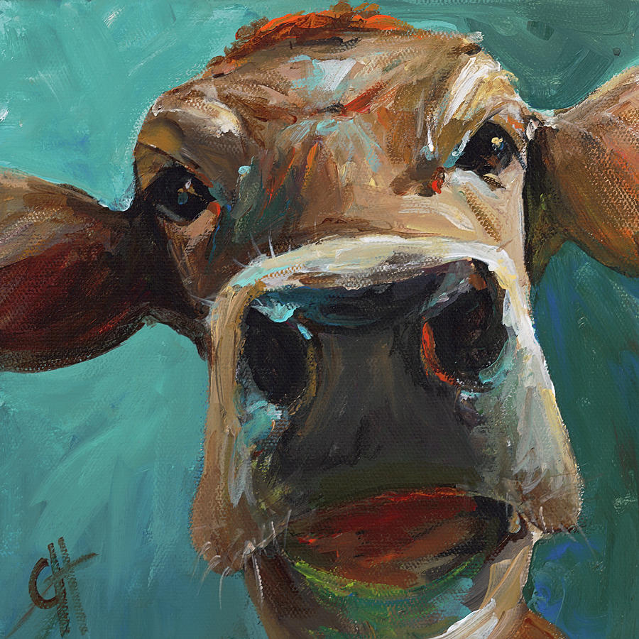 900x900 Elise The Cow Painting By Cari Humphry - Cow Painting