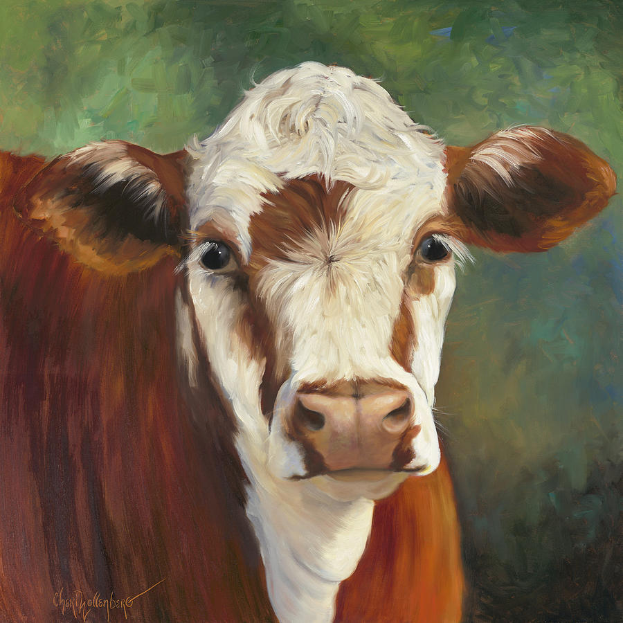 900x900 Pearl Iv Cow Painting Painting By Cheri Wollenberg - Cow Painting