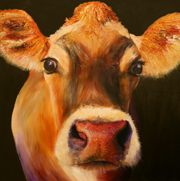 600x605 Rosanna The Jersey Cow Painting - Cow Painting