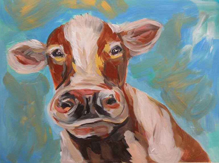 770x574 Saatchi Art Blue Sky Above , Cow Painting Painting By Christina Ball - Cow Painting Artist
