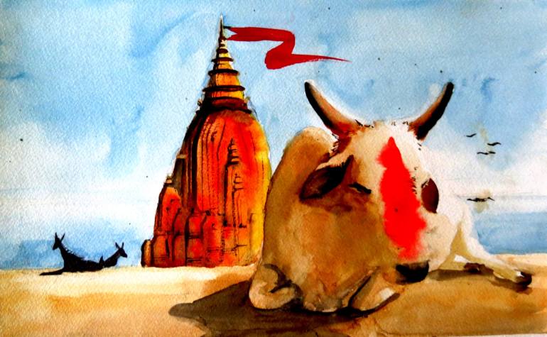 770x475 Saatchi Art The Indian Cow Painting By Shyam Kumar - Cow Painting Artist