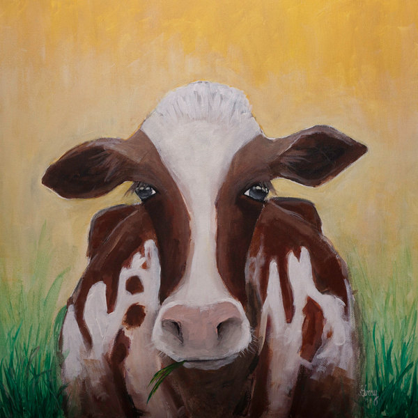 600x600 Whimsy Cow Painting Original Giclee Print Of Original - Cow Painting Artist