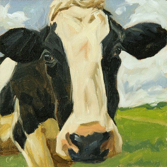 570x570 Cow Painting Giclee On Canvas Print With Gallery By Finnellfineart - Cow Painting On Canvas