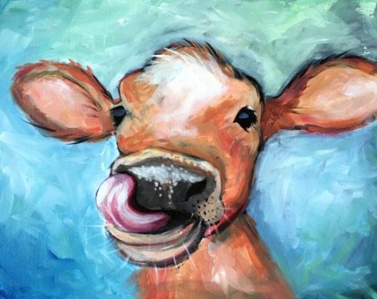 542x430 Pin By Jackie Douglass On Amber Cow, Paintings - Cow Painting On Canvas