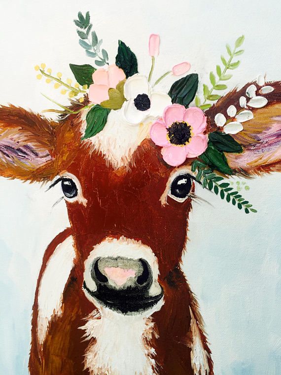 570x760 Sal Cow Painting On Canvas, Calf Painting, Original Oil Painting - Cow Painting On Canvas