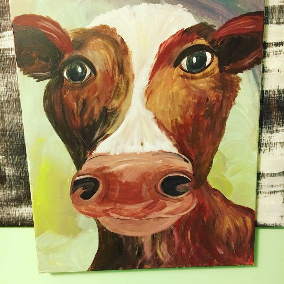 570x570 Whether You Live On A Farm, Are A Cow Lover Or Have A Farm Themed - Cow Painting On Canvas